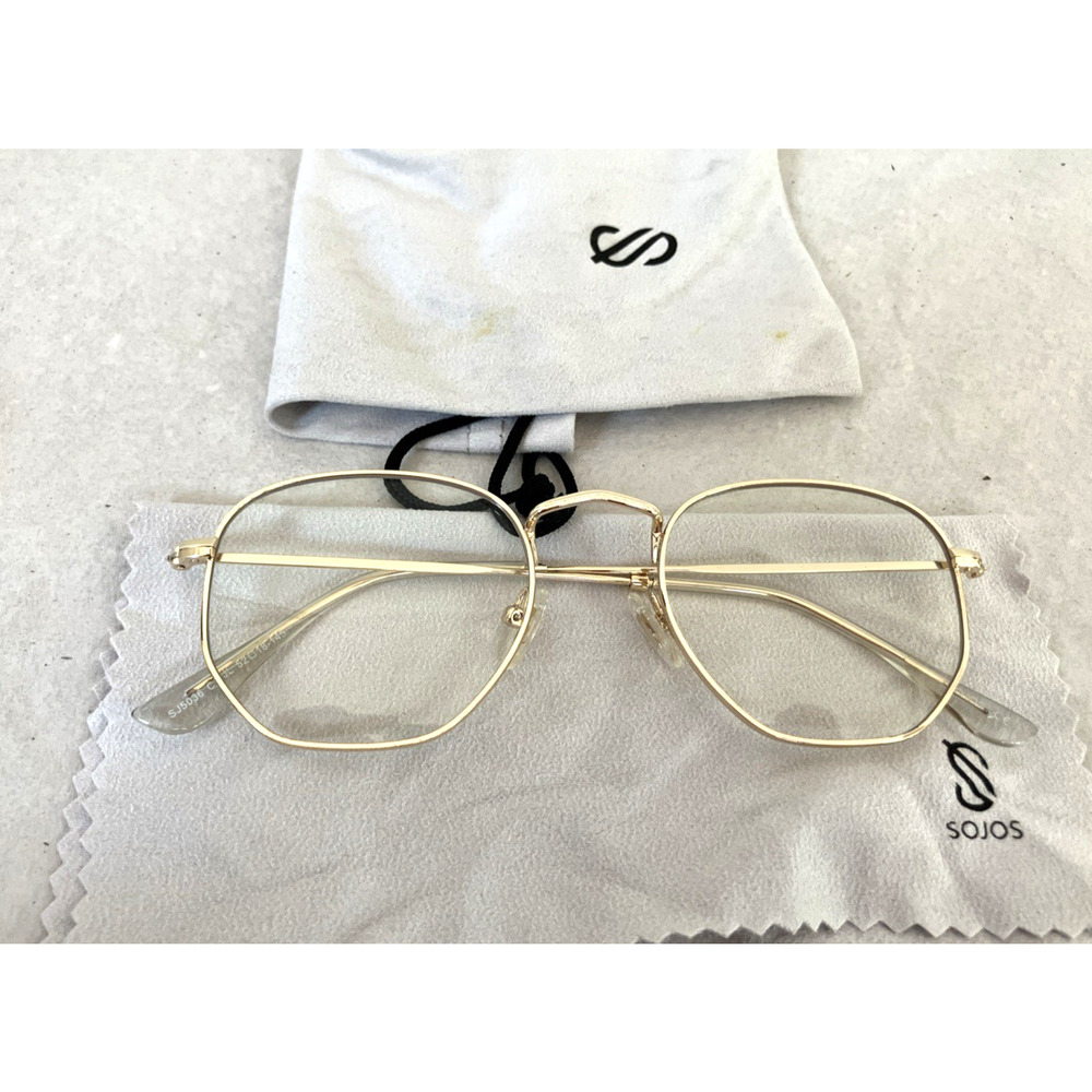 Sojos Gold Metal SJ5036C1 Blue Light Blocking Eyeglasses Frames 52-18-145